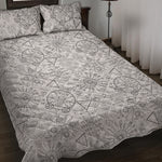 Grey And Black Mystical Wiccan Print Quilt Bed Set