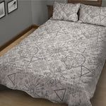 Grey And Black Mystical Wiccan Print Quilt Bed Set
