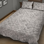 Grey And Black Mystical Wiccan Print Quilt Bed Set