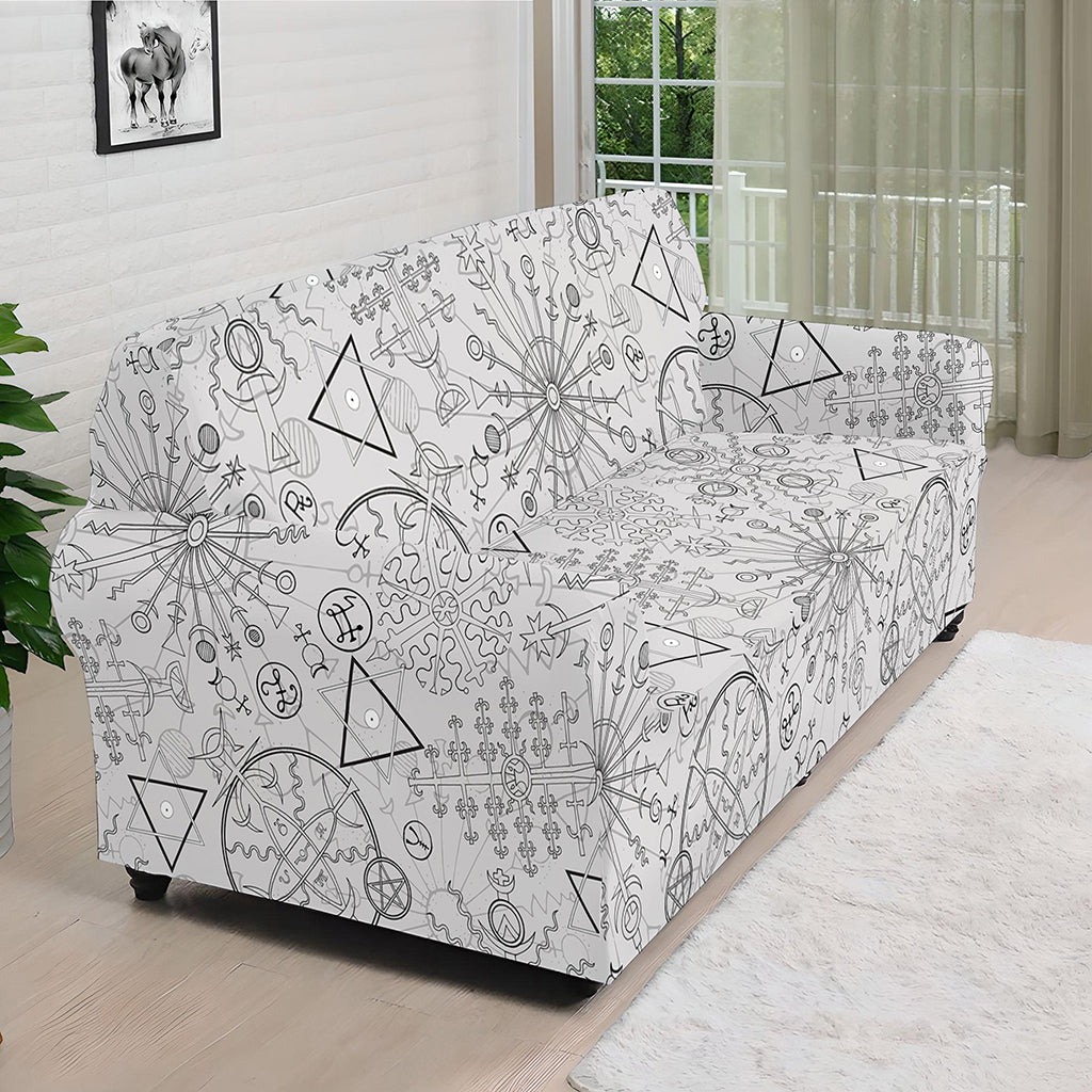 Grey And Black Mystical Wiccan Print Sofa Cover