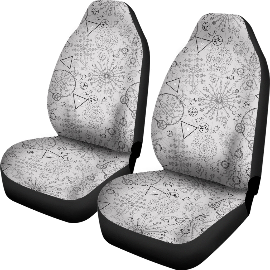 Grey And Black Mystical Wiccan Print Universal Fit Car Seat Covers