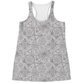 Grey And Black Mystical Wiccan Print Women's Racerback Tank Top
