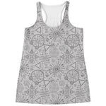 Grey And Black Mystical Wiccan Print Women's Racerback Tank Top