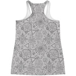 Grey And Black Mystical Wiccan Print Women's Racerback Tank Top