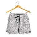 Grey And Black Mystical Wiccan Print Women's Shorts