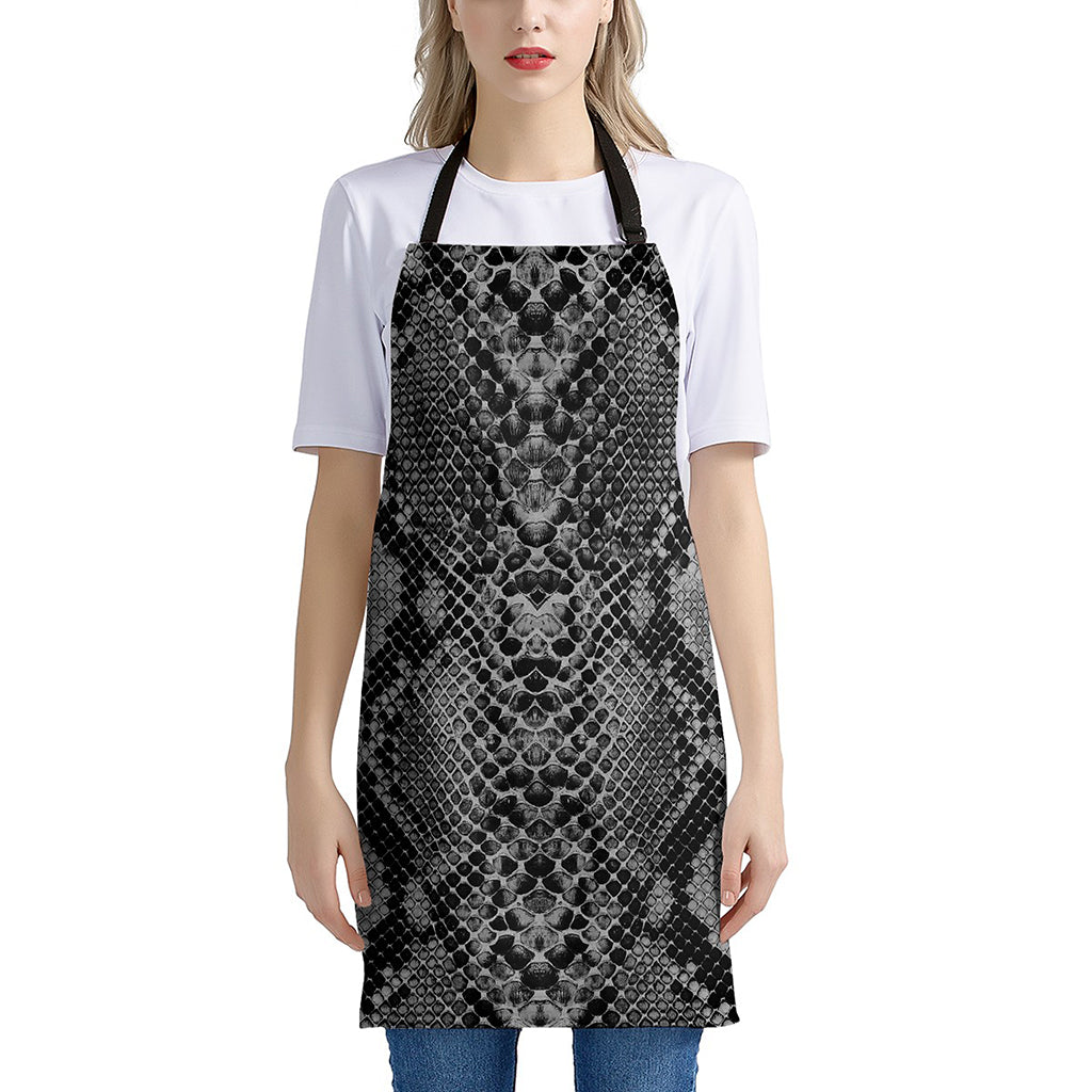 Grey And Black Snakeskin Print Apron