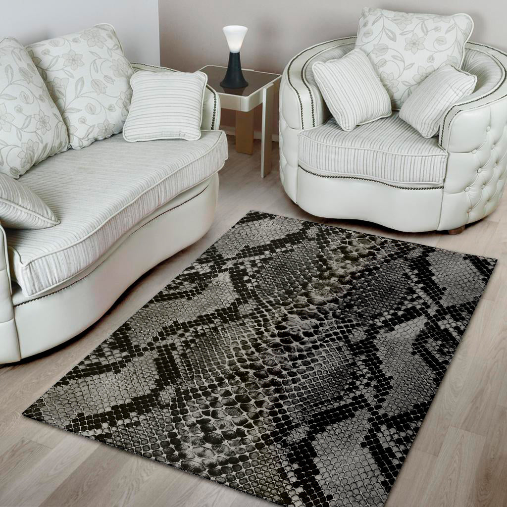 Grey And Black Snakeskin Print Area Rug