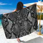 Grey And Black Snakeskin Print Beach Sarong Wrap