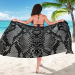 Grey And Black Snakeskin Print Beach Sarong Wrap