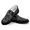 Grey And Black Snakeskin Print Black Slip On Shoes