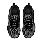 Grey And Black Snakeskin Print Black Sneakers