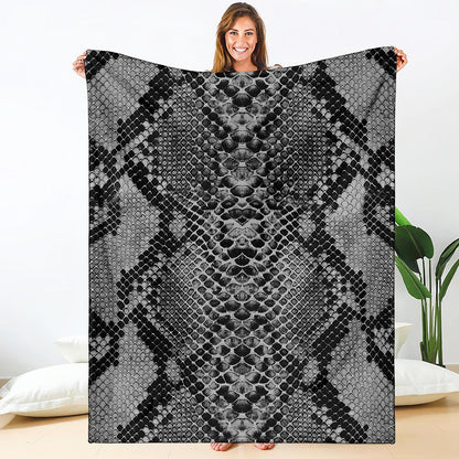 Grey And Black Snakeskin Print Blanket