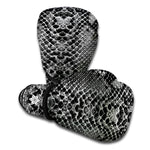 Grey And Black Snakeskin Print Boxing Gloves