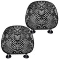 Grey And Black Snakeskin Print Car Headrest Covers