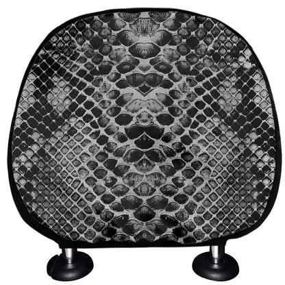 Grey And Black Snakeskin Print Car Headrest Covers