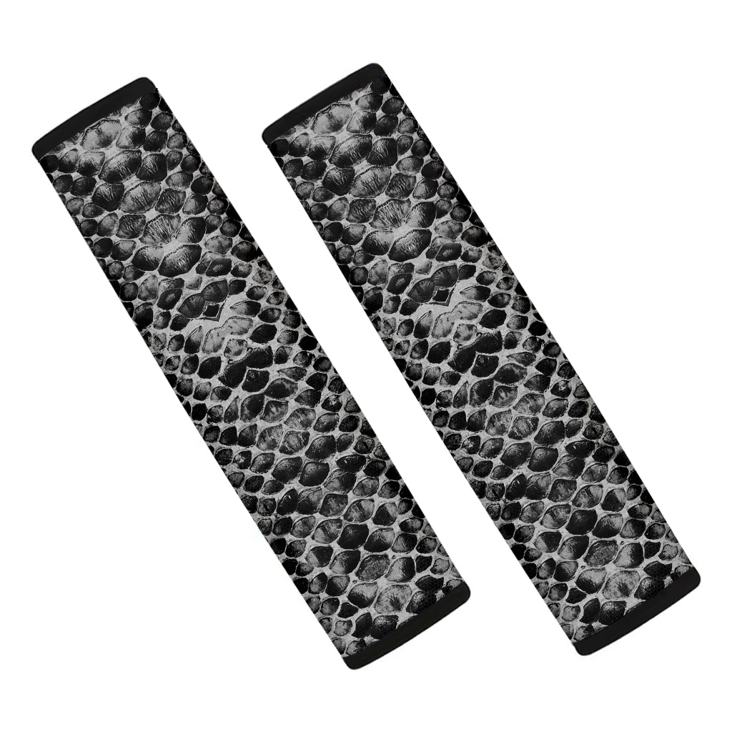 Grey And Black Snakeskin Print Car Seat Belt Covers