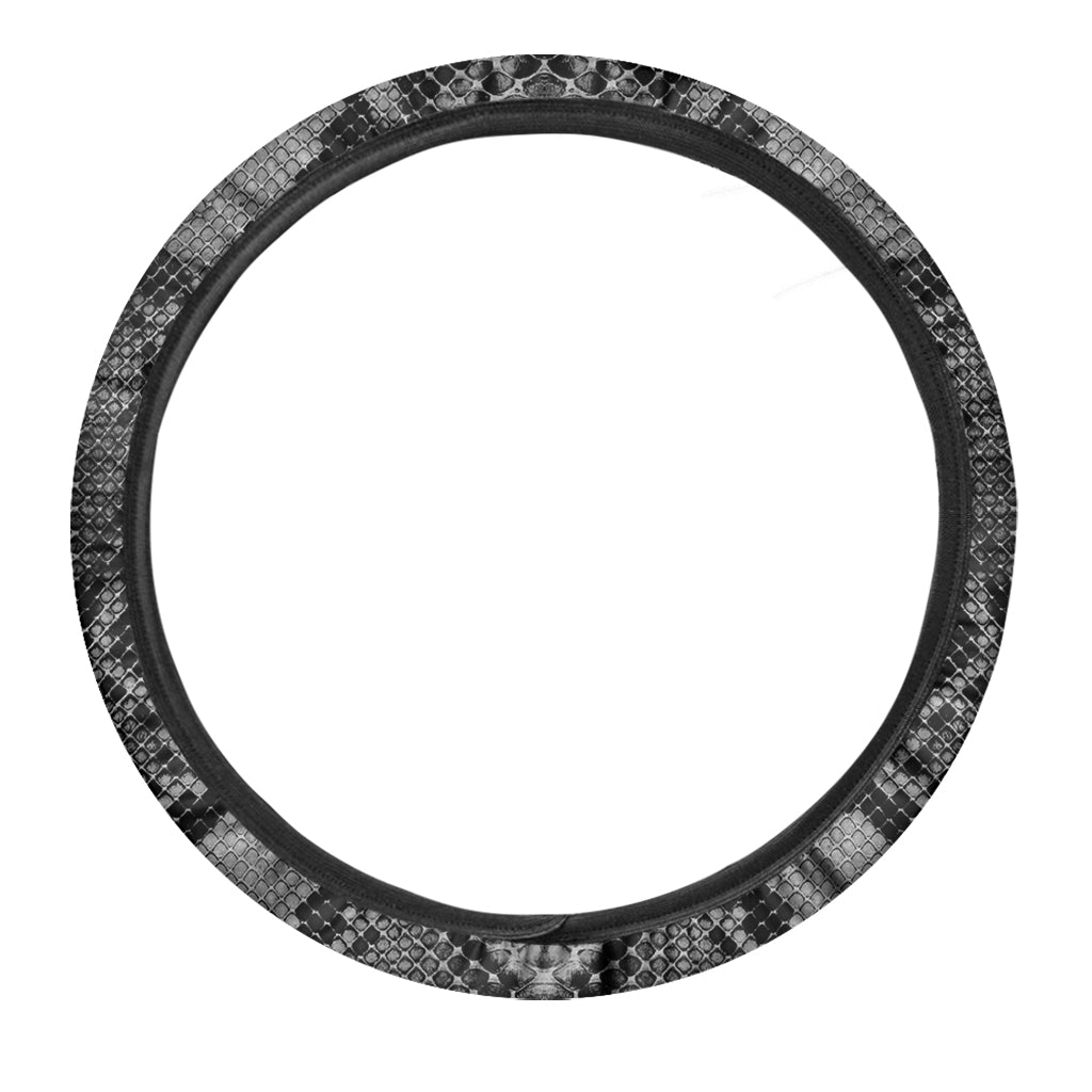 Grey And Black Snakeskin Print Car Steering Wheel Cover