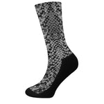 Grey And Black Snakeskin Print Crew Socks