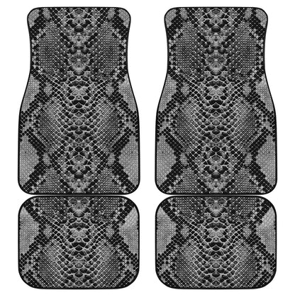 Grey And Black Snakeskin Print Front and Back Car Floor Mats