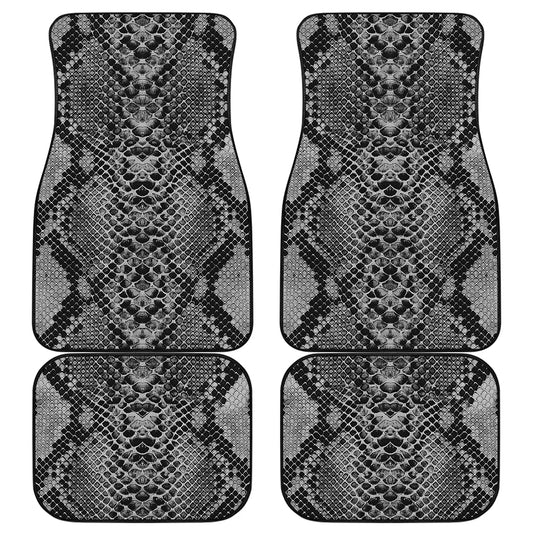 Grey And Black Snakeskin Print Front and Back Car Floor Mats