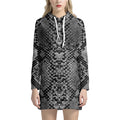 Grey And Black Snakeskin Print Pullover Hoodie Dress