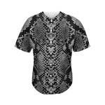 Grey And Black Snakeskin Print Men's Baseball Jersey