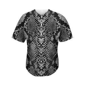 Grey And Black Snakeskin Print Men's Baseball Jersey