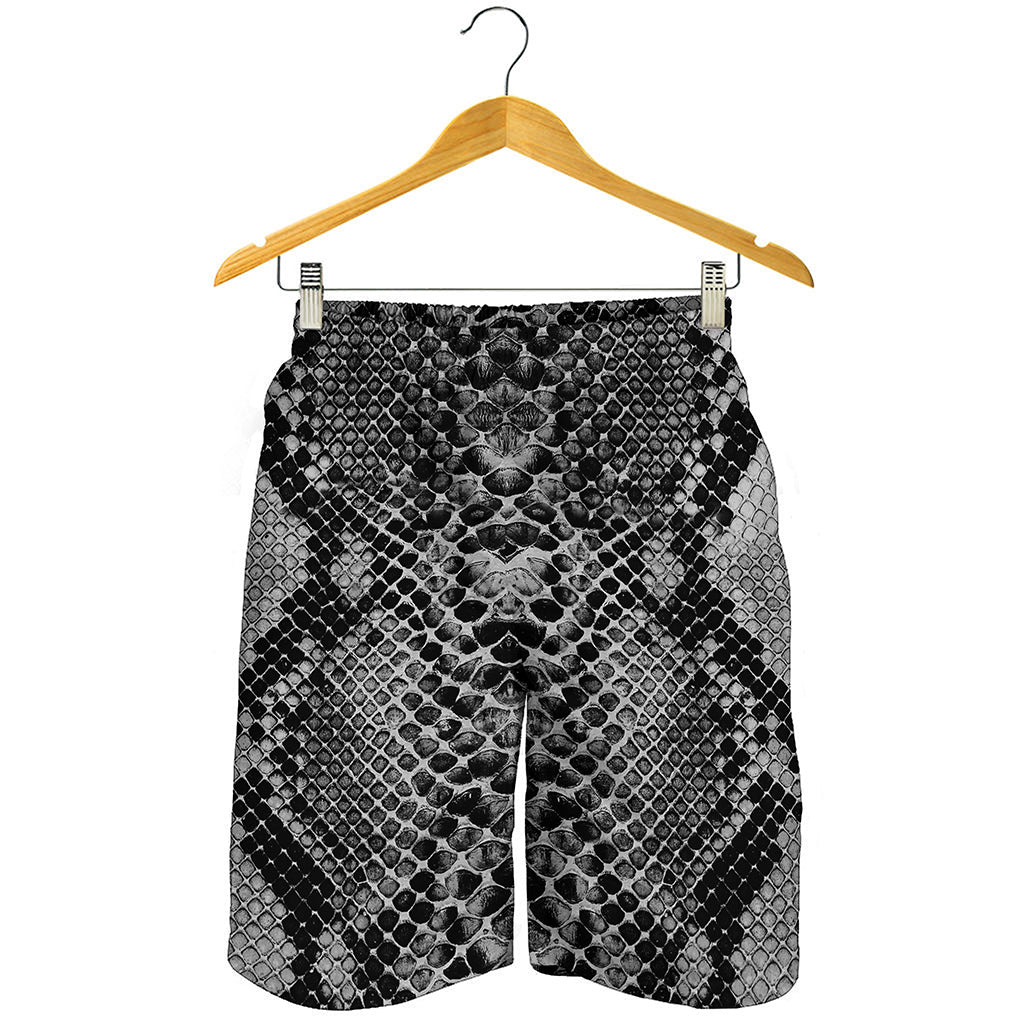 Grey And Black Snakeskin Print Men's Shorts