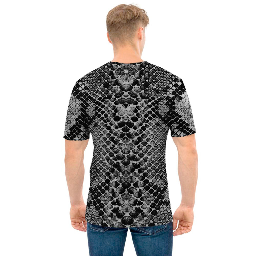 Grey And Black Snakeskin Print Men's T-Shirt