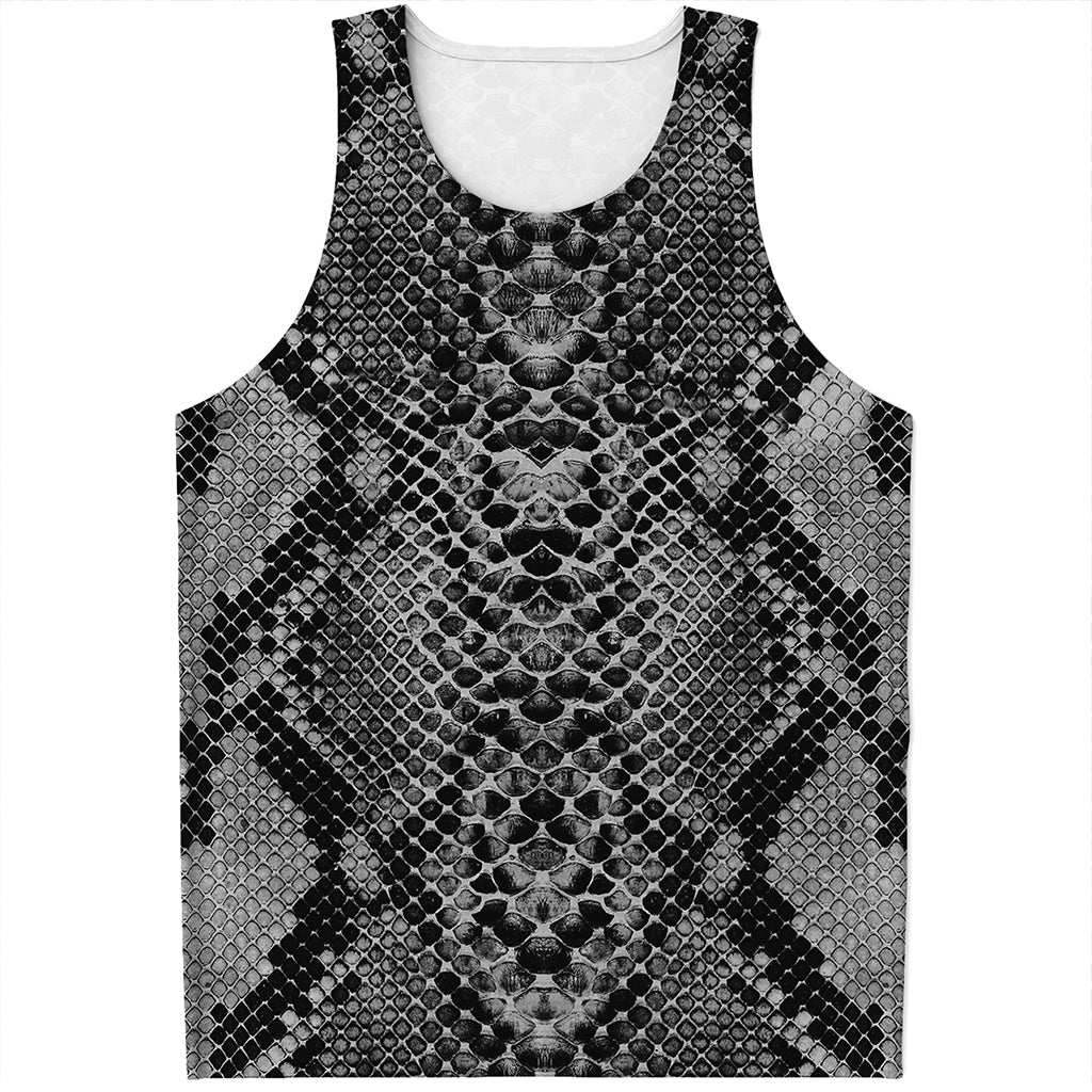 Grey And Black Snakeskin Print Men's Tank Top