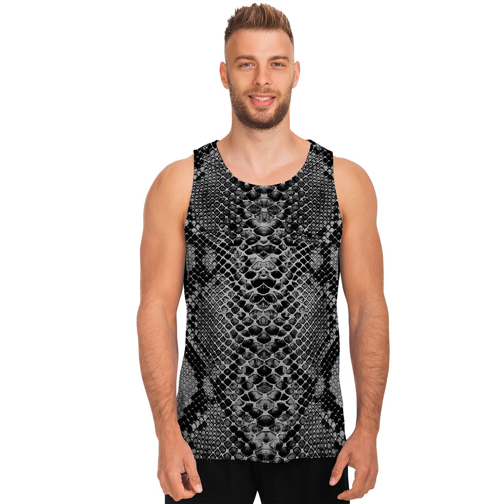 Grey And Black Snakeskin Print Men's Tank Top