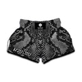 Grey And Black Snakeskin Print Muay Thai Boxing Shorts