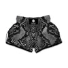 Grey And Black Snakeskin Print Muay Thai Boxing Shorts