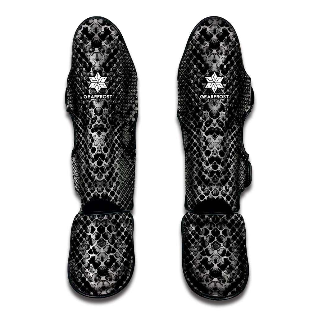 Grey And Black Snakeskin Print Muay Thai Shin Guard