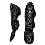 Grey And Black Snakeskin Print Muay Thai Shin Guard