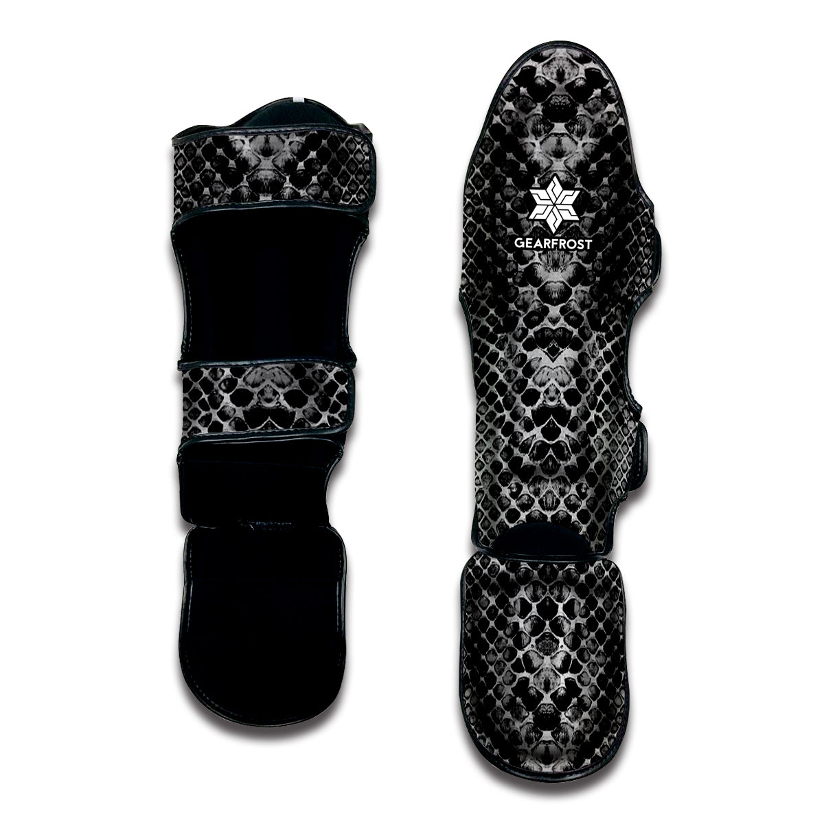 Grey And Black Snakeskin Print Muay Thai Shin Guard