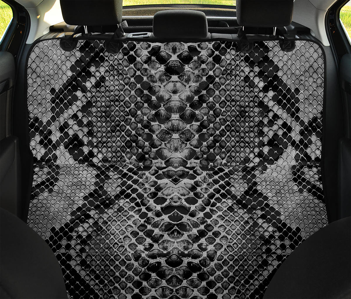 Grey And Black Snakeskin Print Pet Car Back Seat Cover