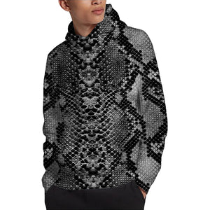 Grey And Black Snakeskin Print Pullover Hoodie