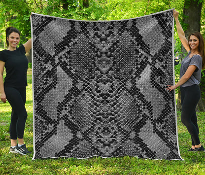 Grey And Black Snakeskin Print Quilt