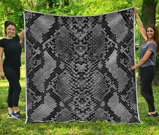Grey And Black Snakeskin Print Quilt
