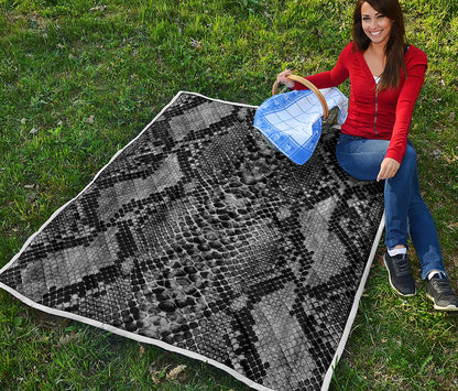 Grey And Black Snakeskin Print Quilt
