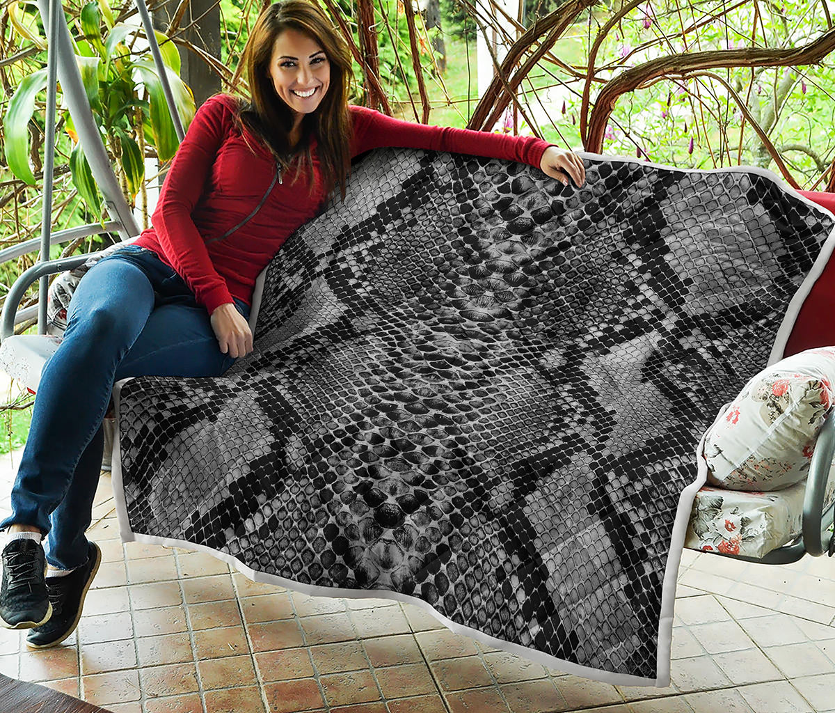 Grey And Black Snakeskin Print Quilt