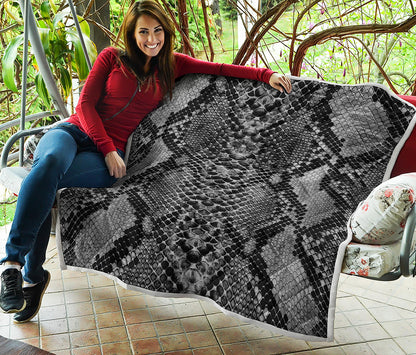 Grey And Black Snakeskin Print Quilt