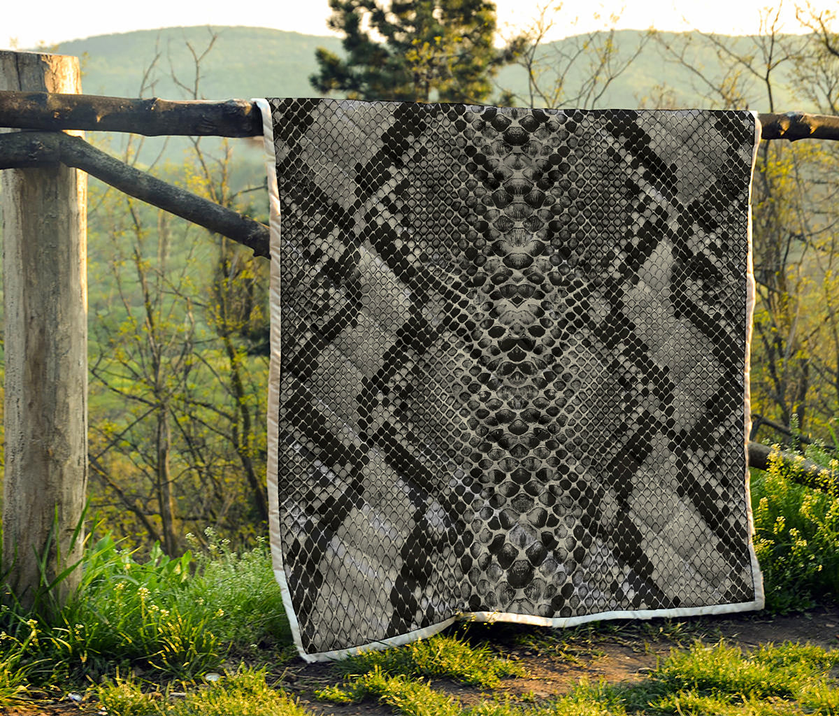 Grey And Black Snakeskin Print Quilt