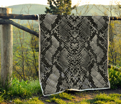 Grey And Black Snakeskin Print Quilt