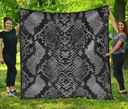 Grey And Black Snakeskin Print Quilt