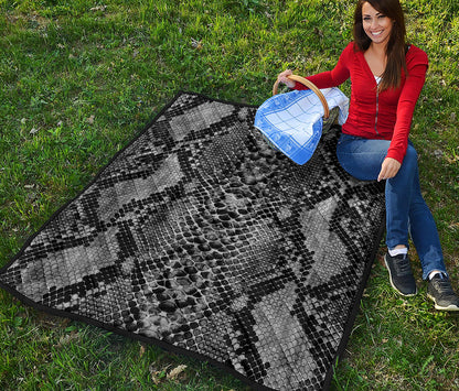 Grey And Black Snakeskin Print Quilt