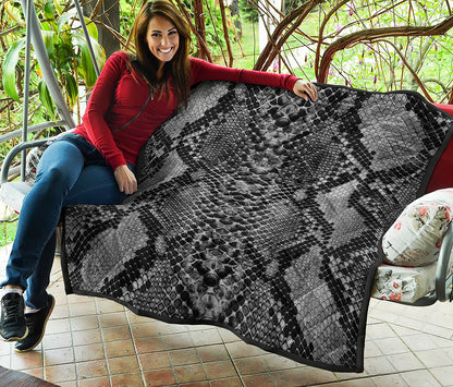 Grey And Black Snakeskin Print Quilt