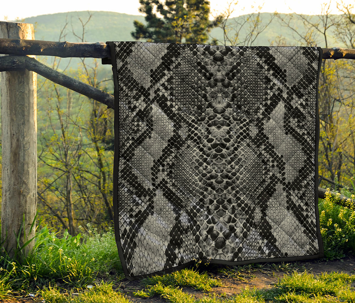 Grey And Black Snakeskin Print Quilt
