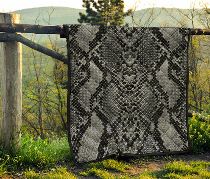 Grey And Black Snakeskin Print Quilt